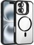 iPhone 16 Plus Kılıf Standlı ve Kamera Lens Hediyeli M-Safe Şarj Özellikli Sah Etro Kapak - Siyah 1