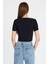 Siyah Kare Yaka V Kesim Detaylı Crop Bluz 10432 5