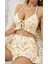 Kadın Çiçekli Ekru Askılı Şortlu Pijama Takım 6646 2