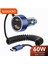 Toocki 60W Yaylı Şarj Kablolu 3 Girişli Type-C ve Usb Hızlı CE+Rohs Lisanslı Orjinal Sağlam Araç Şarjı 1