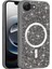 iPhone 16E Kılıf Pırlanta Tasarımlı M-Safe Şarj Özellikli Frm Mozaik Silikon Kapak - Titanyum-Gri 5
