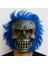- Gümüş Kafatası Mavi Saçlı Iskelet Maske 1