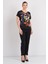 Kadın Desenli Süs Cepli V Yaka T-Shirt 5842 Siyah 3