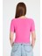 Pembe Kare Yaka V Kesim Detaylı Crop Bluz 10432 5