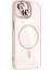 iPhone 13 Kılıf Standlı ve Kamera Lens Hediyeli M-Safe Şarj Özellikli Frm Etro Kapak - Pembe 5