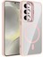 Galaxy S25 Kılıf Standlı ve Kamera Lens Hediyeli M-Safe Şarj Özellikli Frm Etro Kapak - Pembe 1