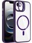 iPhone 16E Kılıf Standlı ve Kamera Lens Hediyeli M-Safe Şarj Özellikli Frm Etro Kapak - Derin Mor 1