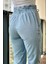 Belden Lastikli Kadın Mom Jean Pantolon 1149-853 Buz Mavisi 5