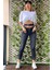 Çift Kemer Lazer Detaylı Mom Jean Kadın Pantolon 4610-096 Siyah 1