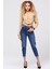 Paça Püsküllü Mom Jean Kadın Pantolon 4037-189 Mavi 1