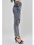Lazer Kesim Kar Yıkama Mom Jean Kadın Pantolon 4256-055 Koyu Mavi 4
