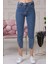Paçadan Yırtmaçlı Mom Jean Kadın Pantolon 4085-887 Mavi 4