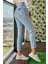 Önden Yırtmaçlı Kadın Mom Jean Pantolon 4074-830 Açık Mavi 2