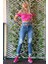 Çift Kemer Lazer Detaylı Mom Jean Kadın Pantolon 4610-152 Mavi 1