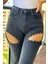 Taş Detaylı Kadın Mom Jean Pantolon 4057-896 Siyah 4