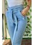 Yan Çep Kemerli Kadın Skinny Jean Pantolon 4188 Buz Mavisi 3