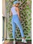 Yan Çep Kemerli Kadın Skinny Jean Pantolon 4188 Buz Mavisi 5