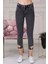 Skinny Jean Paçası Tokalı Kadın Pantolon 4224-939 Siyah 4