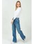 Bol Paça Rahat Kalıp Kadın Jean Pantolon 4073 Mavi 3