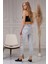 Yırtmaç Detaylı Kadın Skinny Jean Pantolon 4097-873 Gri 5
