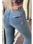Lazer Kesim Skinny Kadın Jean Pantolon 1031-126 Mavi 5