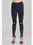 Dizleri Taş Detay Kadın Skinny Jean Pantolon 1031-993 Koyu Mavi 3