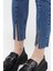 Ön Bölümü Yırtmaçlı Likralı Skinny Jean Pantolon 40164 Mavi 4
