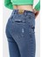Ön Bölümü Yırtmaçlı Likralı Skinny Jean Pantolon 40164 Mavi 5
