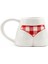 Ekose Bikinili El Yapımı Beyaz Parlak Popo Kupa - El Işçiliği Hediyelik Kupa Bardak Mug 1