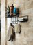 Yapışkanlı Siyah Banyo Düzenleyici Raf, Lamalı Sabunluk Bölmeli Metal Şampuanlık Organizer 2
