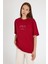 Bordo Bisiklet Yaka Yazı Baskılı Oversize Tişört 5832 2