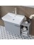 Likya Kapaklı Açık Raflı Mdflam Lavabolu 82 cm Banyo Alt Dolabı +Banyo Üst Dolabı + Banyo Boy Dolabı 4