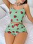 - Pamuklu Yeşil Üstüne Çilek Desen Fitilli Askılı Şortlu Pijama Takımı 1