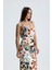 Yırtmaçlı Askılı Likralı Viskon Elbise | ELB35782 Ayçiçek Desen 4