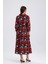 Yandan Cepli Kemerli Önü Düğmeli Uzun Elbise | ELB36264 Çiçek Desenli 5