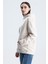 Ekru Relaxed Fit Unisex Hoodie %100 Pamuk Kapüşonlu Kanguru Cepli Düz Renk 3