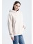Ekru Relaxed Fit Unisex Hoodie %100 Pamuk Kapüşonlu Kanguru Cepli Düz Renk 7
