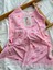 Pembe Kalp Desen Ip Askılı Şortlu Pijama T. 3