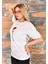 Gül Baskılı Oversize Kadın T-Shirt Bisiklet Yaka 2