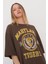 Baskılı Oversize Kahverengi T-Shirt 2