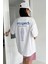 Kadın Beyaz Prostect Bakılı Oversize Pamuk T-Shirt 5