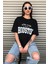 Siyah Houston Baskılı Oversize Kadın T-Shirt 1
