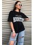 Siyah Houston Baskılı Oversize Kadın T-Shirt 6