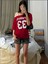 Kadın Kayık Yaka Oywouos Baskılı Oversize %100 Pamuk T-Shirt 1