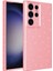 Galaxy S24 Ultra Kılıf Kamera Korumalı Simli Lüks Mtsc Koton Kapak-Pembe 1