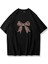 Kadın Leopar Kurdele Baskılı Oversize %100 Pamuk T-Shirt 1