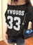 Kadın Kayık Yaka Oywouos Baskılı Oversize %100 Pamuk T-Shirt 3