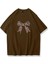 Kadın Leopar Kurdele Baskılı Oversize %100 Pamuk T-Shirt 1