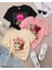Kız Çocuk Baskılı 3'lü Set Pamuklu Oversize T-Shirt 1