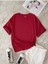 Kadın Bordo Mantar Baskılı Oversize Pamuk T-Shirt 2